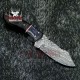 Custom Made Damascus Steel Hunting Skinner Knife With Beautiful Handle & Leather Sheath