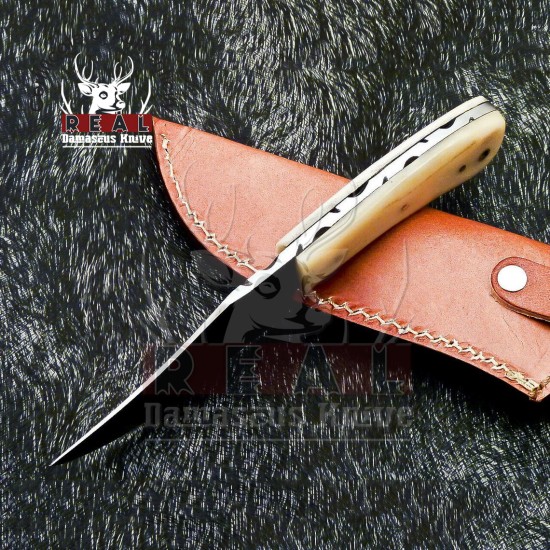 Custom Made Carbon Steel 1095 Hunting Skinner Knife With Beautiful Handle & Leather Sheath