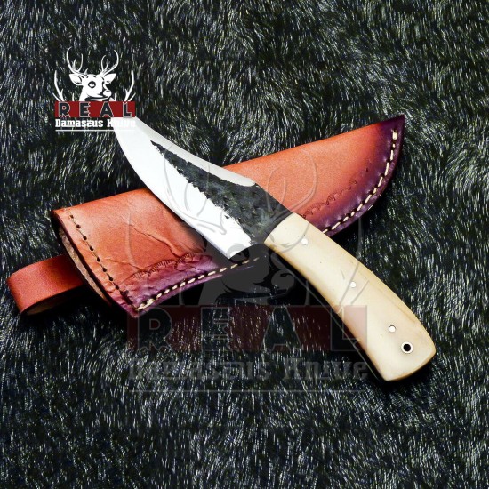 Custom Made Carbon Steel 1095 Hunting Skinner Knife With Beautiful Handle & Leather Sheath