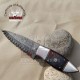 Damascus Steel Knife Skinner Knife Pocket Knife W / Sheath