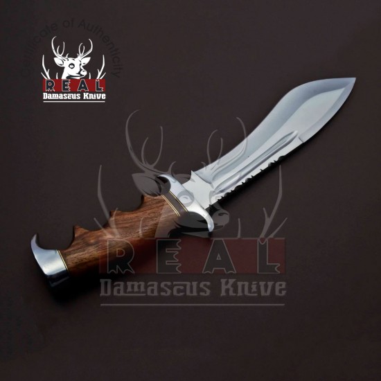 Handmade D2 Custom Steel Hunting Bowie Knife Fixed Blade With Leather Sheath Handle