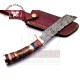 Custom Handmade Fixed Blade Hunting Knives Handle Deer Antler With Leather Sheath