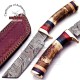 Custom Handmade Fixed Blade Hunting Knives Handle Deer Antler With Leather Sheath