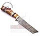 Fixed Blade Hunting Knife Handle Deer Antler With Leather Sheath