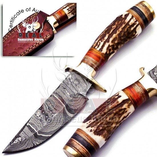 Carbon Steel Hunting Knife | Fixed Blade Deer Antler Knife