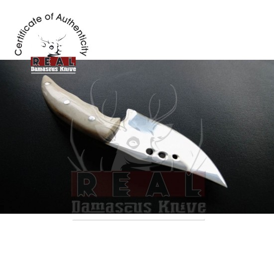 Custom Made Pocket Belt Mini Knife With Leather Sheath (deer Horn Handle)