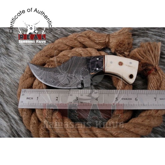 Custom Made Mini Knife With Leather Sheath (deer Horn Handle)