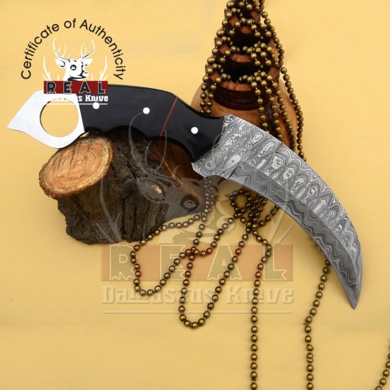 Mythical- Damascus Steel Karambit Knife With Buffalo Horn "10