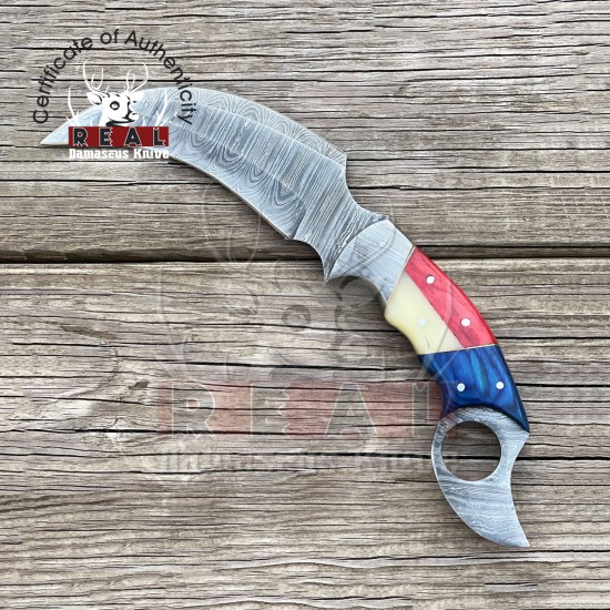 Unique Full Tang, Hand Forged Engraved Karambit Handmade Damascus Steel Knife
