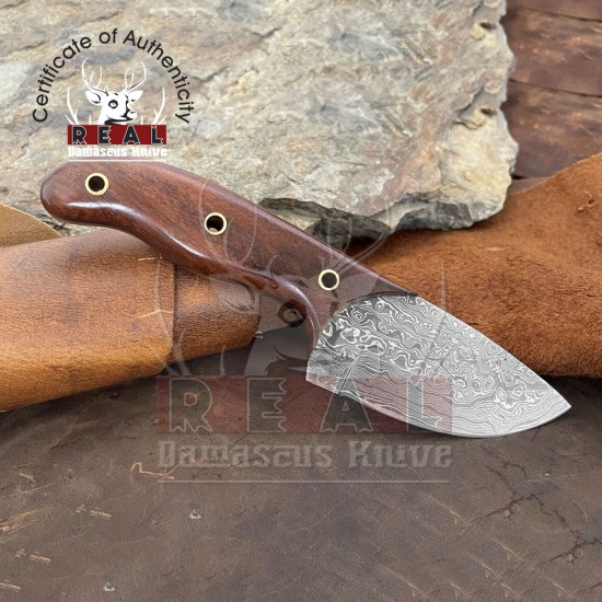 Damascus Steel Fixed Blade Knife - 7'' Full Tang Handmade Damascus Pocket Knife