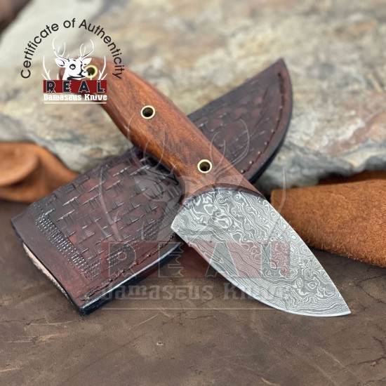 Damascus Steel Fixed Blade Knife - 7'' Full Tang Handmade Damascus Pocket Knife