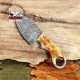 Camel Bone Handle Damascus Steel Knife - Personalized Christmas Gift For Hunter