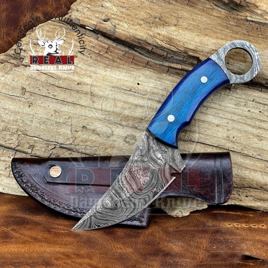 Karambit Damascus Steel Pocket Knife - 8'' Full Tang Handmade Damascus Fixed Blade Knife