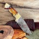 Personalized Damascus Steel Knife , 9" Handmade  Fixed Blade Hunting Knife