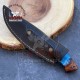 Damascus Steel Fixed Blade Knife, Full Tang Custom Epoxy And Rose Wood Handle Knives