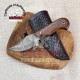 Damascus Steel Pocket Knife - 7'' Custom Wood Handle Full Tang Handmade