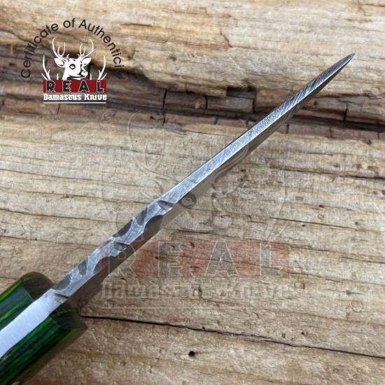 Damascus Steel Fixed Blade Knife - 8'' Custom Wood Handle Full Tang Handmade Hunting Knife