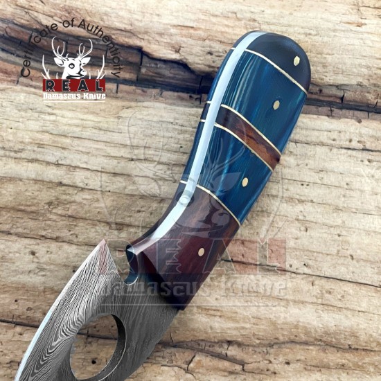 Damascus Steel Pocket Knife - Father's Day Gift For Dad, 7'' Full Tang Handmade Damascus Knife