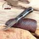 Damascus Steel Pocket Knife Custom Wood Handle Full Tang Handmade Fixed Blade Knife