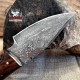 Damascus Steel fixed utility blade Knife - Custom Rosewood And Buffalo Horn Handle Fixed Blade Knife