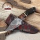 Damascus Steel fixed utility blade Knife - Custom Rosewood And Buffalo Horn Handle Fixed Blade Knife