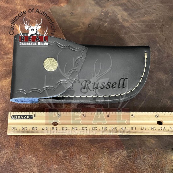 Ram Horn Handle Damascus Steel Folding Pocket Knife - Damascus Knife