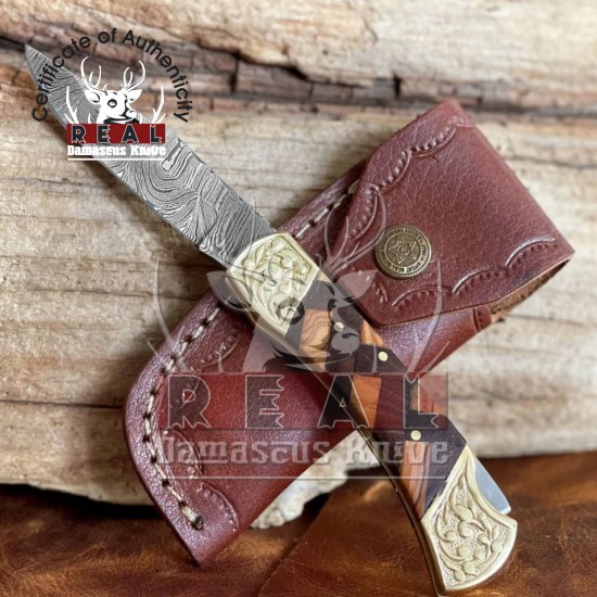 Custom Folding Pocket Knife Damascus Steel blade knife | Pocket Knife For Sale
