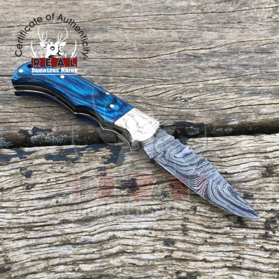 Damascus Folding Knife|Handmade Pocket Knife For Sale