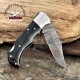 Damascus Best Pocket Knife Buffalo Horn | Folding Knife For Sale