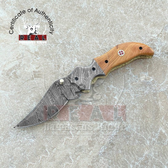 Custom Damascus Stainless Steel Folding Pocket Knife  For Sale Camping Knife
