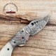 Camel Bone Damascus Stainless Steel Pocket Knife - Handmade Folding Knife