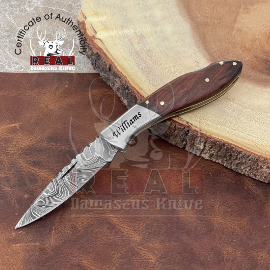 Custom Made Damascus Steel Blade Pocket Knife Christmas | Buy Pocket Knife