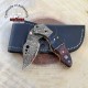 Custom Personalized Damascus Stainless Steel Folding Knife Buffalo Horn