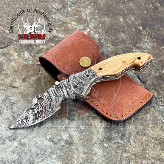Damascus Gerber Pocket Folding Knife - Fathers Day Gift - Gift For Husband