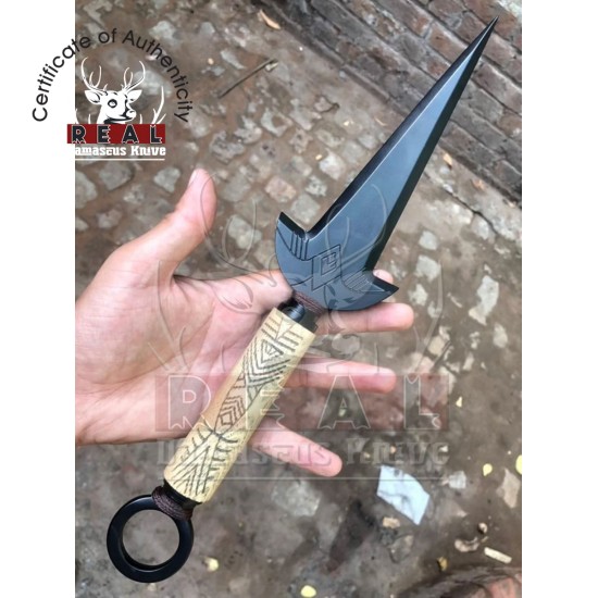 Engraved Handle Kunai Replica, dagger army knife, Handmade Spring Steel 13" Inches Kunai