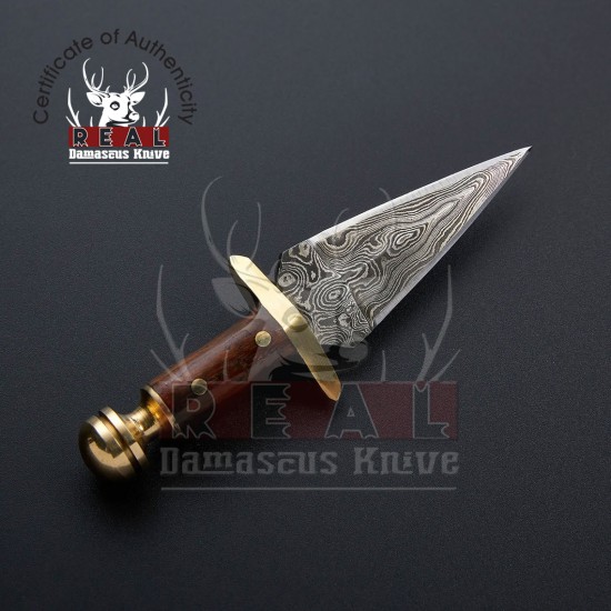 Damascus Hunting Knife, Handmade Damascus Dagger Pocket Knife