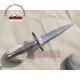 Damascus Steel Knife - Dagger Pocket Knife, Hunting Knife With Leather Sheath