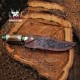 14" Hand Made Damascus Steel Hunting Knife with Leather Sheath