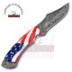 Damascus Steel Fixed Blade Knife American Flag Handle Full Tang