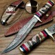 Buy Damascus Steel Blade Hunting Knife | Striped Bowie Knife  |Multi Color Handle A Beautiful Work | Damascus Hunting Knife