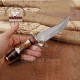 Custom Handmade | Damascus Steel Bowie Knife Stag Horn | Skinner Knife