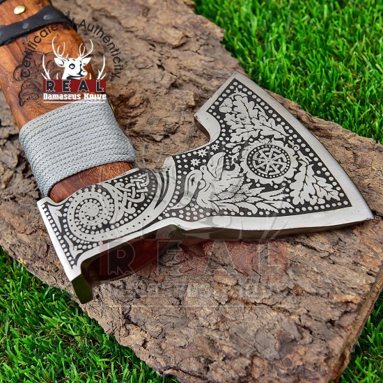 Handmade High Carbon Steel Axe | Valknut Viking Axe | Ragnar Lothbrok Hatchet Tomahawk