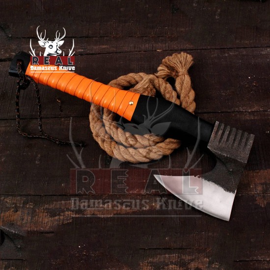 Custom Hand Made High Carbon Steel Axe | With Full Handle Wrap Rose Wood Handle Proxima Axe | Camping Viking Hatchet Axe