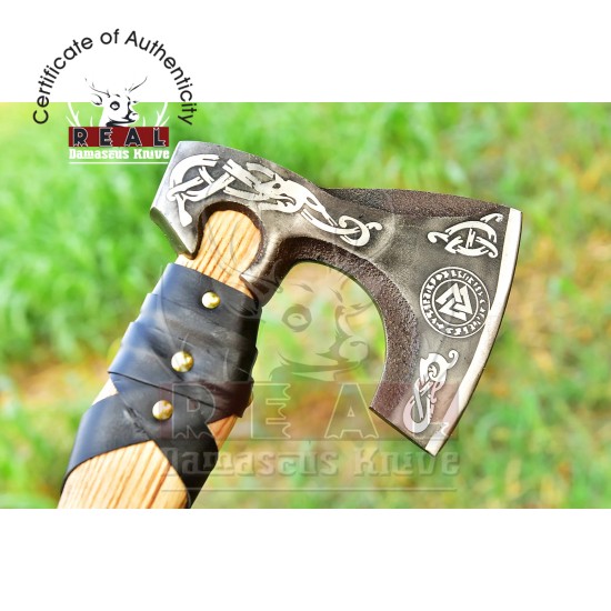 Handmade Viking Axe Carbon Steel | Throwing Axe Hand Forged Viking Axe | Hatchet With Leather Sheath