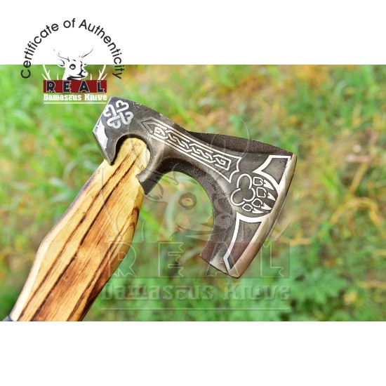 Valknut Hand Forged Custom Viking Axe Throwing Battle Camping Axe Hatchet Viking Axe For Sale