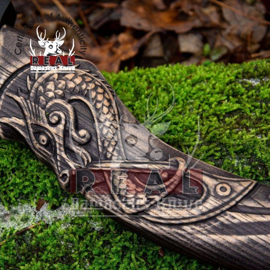 HUGI Axe HAND-FORGED VIKING HATCHET Axe Camping Axe For Sale, birthday Gift For Him, Odin Axe