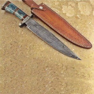 Handmade Damascus Steel Bowie Knife, Hand Forged Knife, Fixed Blade Knife, Anniversary Gift, Wedding Gift,  Groomsmen knife, Hunting Knife