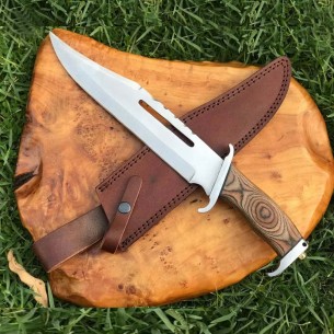 Bowie Knife | Handmade Rambo 3 D2 Steel Hunting Knife, Survival Knife, Tactical Knife | Leather Sheath