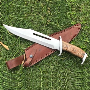 Bowie Knife | Handmade Rambo 3 D2 Steel Hunting Knife, Survival Knife, Tactical Knife | Leather Sheath