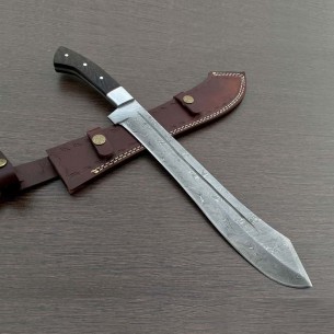 18" Premium Machete - Handmade Damascus Steel Bowie Knife | Christmas Gift | Gift for Him | Leather Sheath